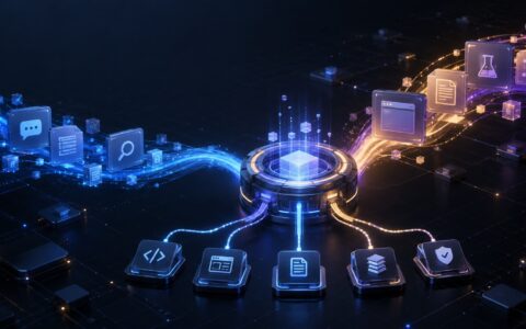 两条代表Astra与Opus模型路线的光带汇聚成自主执行工作流的概念图